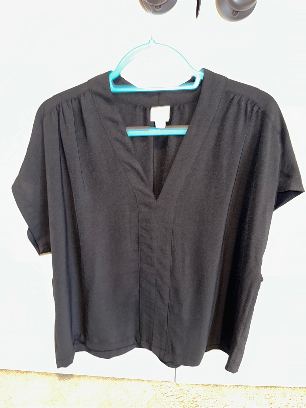 a new day Black V-Neck Short Sleeve Blouse